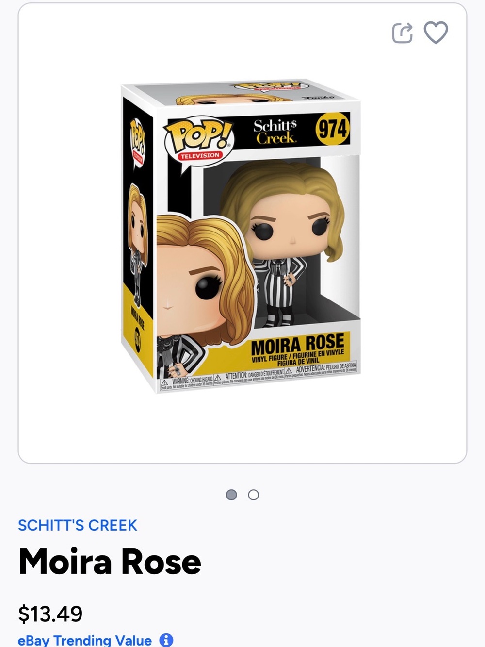 Funko Pop! Moira Rose Vinyl Figure - Black & White Striped Outfit- 974